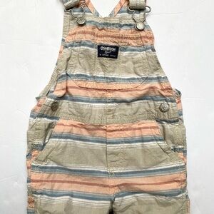 OshKosh B'gosh Striped Beige, Pink & Blue Overalls